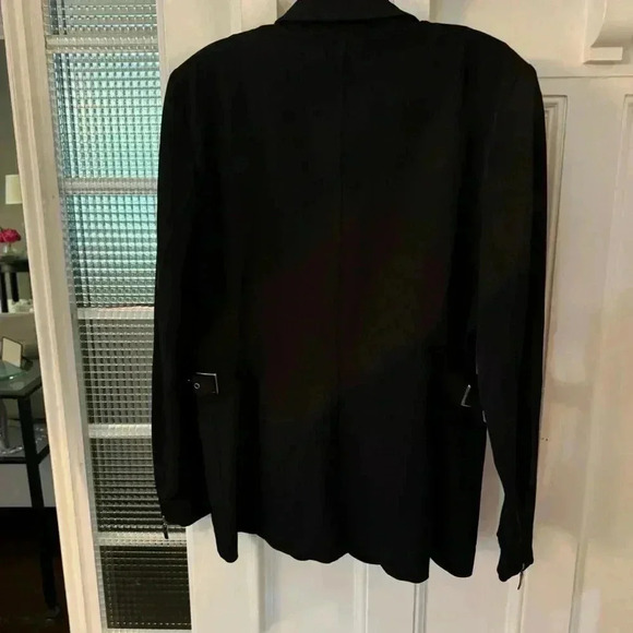 Vintage Cache women black zip up blazer. Adjustable waist buckles size 10 - Picture 2 of 13